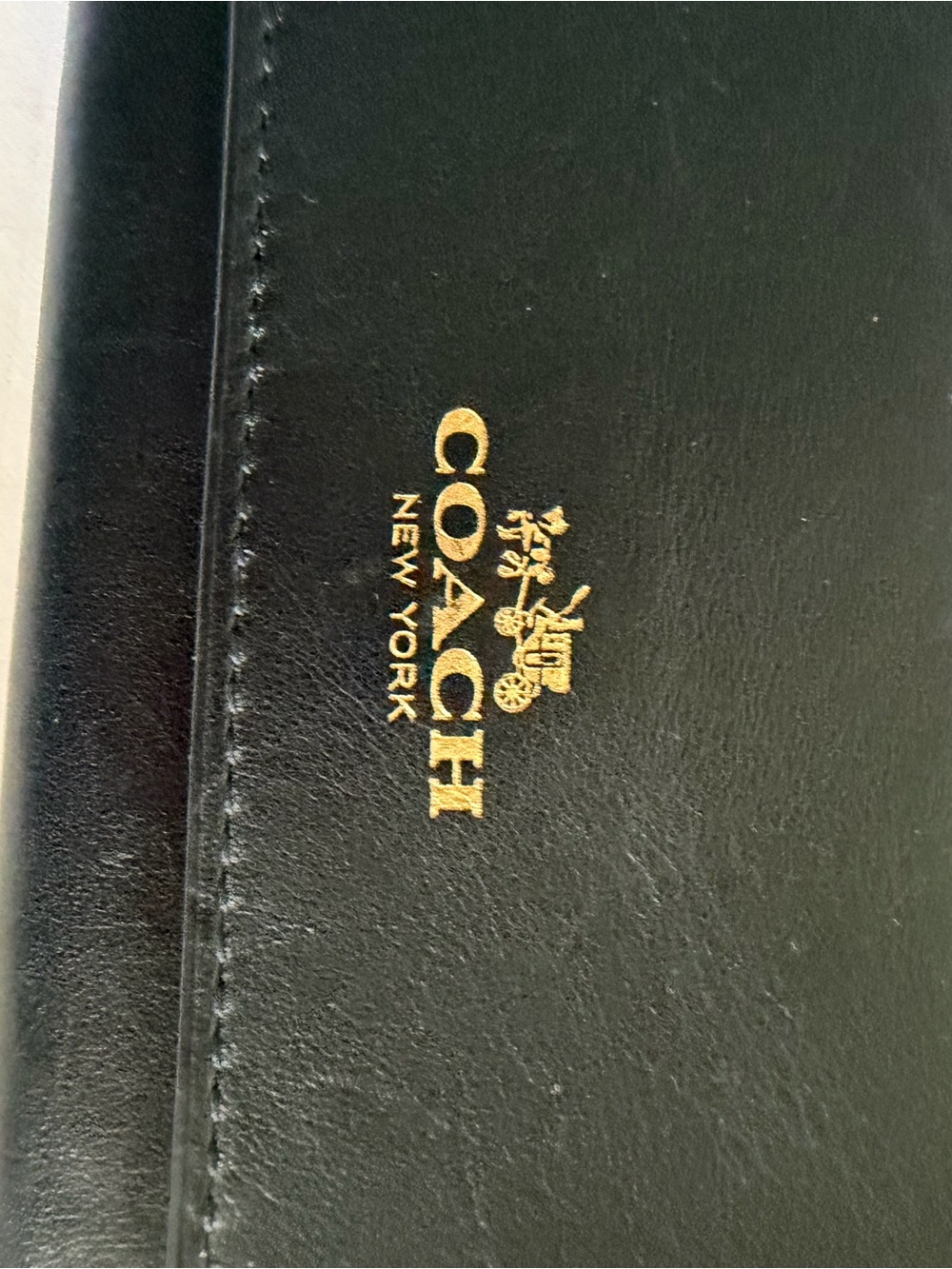 COACH Black Leather Wristlet Wallet with Gold Logo - Picture 2 of 6